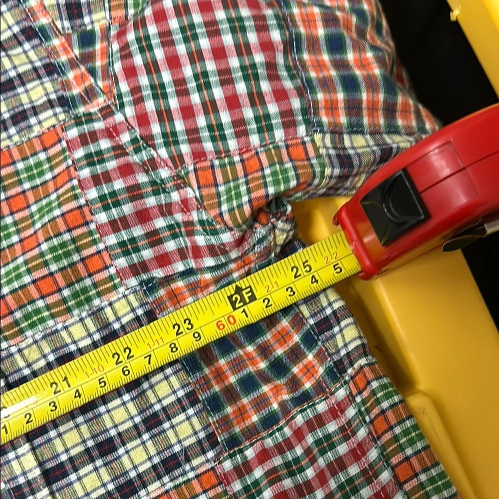 J‎ Crew Shirt Mens Large Plaid Patchwork Short Sleeve Button Up Preppy 90s Y2K